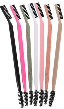 Gatuida Lot de 7 Pinceaux de Maquillage Double Embout pour Yeux Brosse à Sourcils Noire et Peigne à Cils Blanc Spirale Outil Compact Multi-Couleurs pour Retouche Quotidienne et Voyage