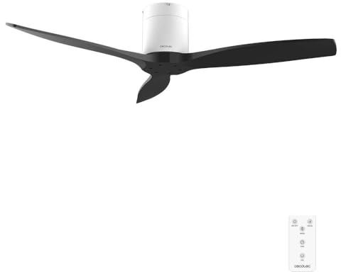 Cecotec Deckenventilator EnergySilence Aero 5400 Classic White&Black | Fernbedienung, Timer bis 8 Std., 6 Geschwindigkeitsstufen, Sommer-/Winterfunktion, 3 Rotorblätter, Durchmesser 132 cm