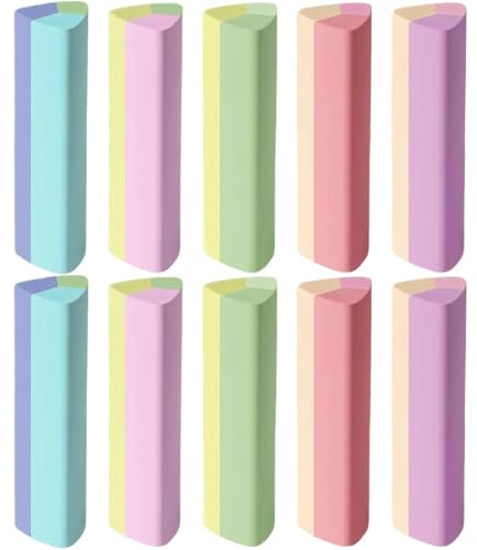 OIXYEY 10 Stück Radiergummi Stift, Radiergummi Knete Zuschneidbar, Sensorische Farbanpassung Cartoon-Dreiecke,Für Schule, Skizzen, Malerei, Kunst