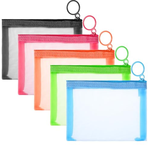 5 Pack Small Zip Pouch,5 x 4 Small Travel Toiletry Bag Portable Mini Mesh | Bags for Storage Credit Card Coin Lipstick Daily Accessories (Black,Sky Blue,Pink,Orange,Green)
