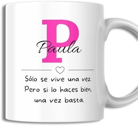Taza Personalizada Con Nombre, Inicial y Frase - 350ml - Tazas Originales