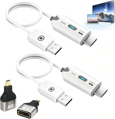 Snugloo Transmisor y Receptor HDMI Inalámbrico, Kit de 2 Pcs Extensor HDMI 5G Full HD 1080P para Streaming de Audio y Vídeo, Plug & Play para PC, Portátil, Proyector, Monitor y Smart TV