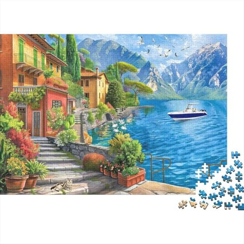 Lakeside Villa 1000 Teile Puzzle Papier Puzzle für Erwachsene See Landschaft Familienspiel Stressabbau 52x38cm/1000pcs