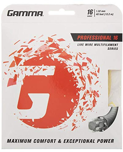 Gamma LiveWire Professionelle Tennissaite, 16 Gauge, Beige, 1 Set