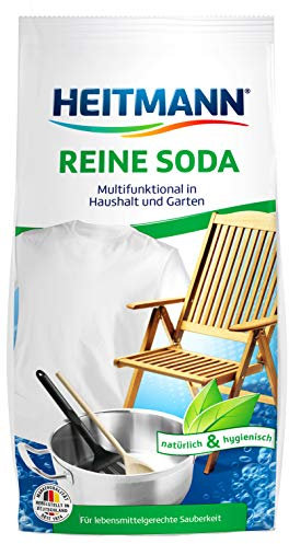 Heitmann Reine Soda 500g: Vielzweckreiniger für Haushalt, Küche, Bad und Garten - Zugabe zu Spül- und Putzmittel gegen unangenehme Gerüche - ideal bei Grünalgen an Steinplatten, Holzwänden, Zäunen