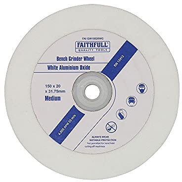 Faithfull FAIGW15020WG Meule d'établi Alox Blanc 150 mm x 20 mm
