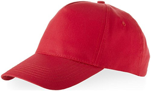 US BASIC 5 PANEL CHILDRENS BASEBALL CAP HAT - 13 COLOURS (RED)