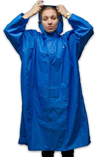 LOWLAND OUTDOOR Regenponcho - Wasserdicht (7000mm Wassersäule), Blau, M