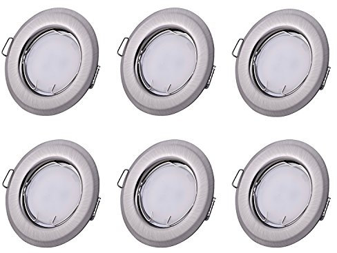 6er Set Einbaustrahler Farbe: Edelstahl gebürstet - GU10 230Volt 5Watt LED Leuchtmittel warmweiß 400Lumen 3000Kelvin 120Grad - LED auswechselbar - GU10 Fassung inklusive - ***Sonderpreis***