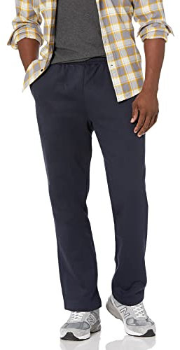 Amazon Essentials Pantaloni Sportivi in Pile con Fondo Aperto (Disponibili in Taglie Extra Forti) Uomo, Blu Marino, M