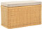 Rattan Wäschekorb Wäschetruhe Sitz gepolstert Honig, Flur-Bank Aufbewahrungsbox mit Deckel Bad-Hocker Sitzhocker Wäschesammler Sitz-Truhe Natur (Honig, Rechteckig)