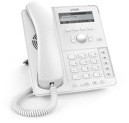 Snom D715 IP Telefon, SIP Tischtelefon (5 konfigurierbare LED-Funktionstasten, vierzeiliges S / W-Display mit Hintergrundbeleuchtung, XML-Minibrowser), Weiß, 00004381