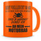 Samunshi® Tasse mit Spruch Ich denke an mein Motorrad Geschenk für Männer Kaffeebecher Kaffeepott neon orange