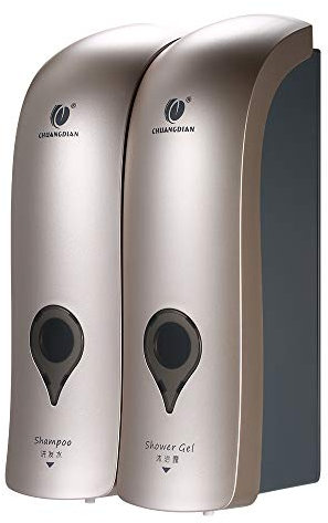 Decdeal 1 300 ml x 2 manueller Seifenspender, Duschgel, Flüssig-Shampoo, Desinfektionsspender, ohne Bohren (Champagner Gold)