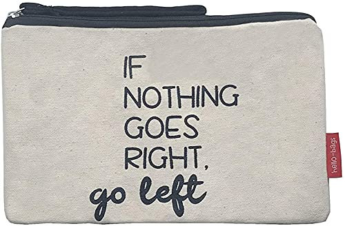 Hello-Bags. Necessaire/pochette. Esterno: 100% cotone. Con cerniera interna e fodera. Include una bella busta regalo kraft. Modello IFNOTHING. Colore: Écru/Nero. Misure: 23x15,5 cm.