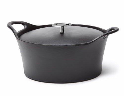 Cuisinox Volcan - Cocotte ronde 24cm fonte de fer émaillée noire avec couvercle