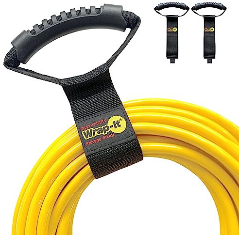 Easy-Carry Wrap-It Storage Straps - 17 (2-Pack) – Heavy-Duty Hook and Loop Cord Carrying Strap, Hanger, and Organizer with Handle for Pool Hoses, Garden Hoses, Cables, and Dad Gift Ideas…