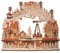 Wichtelstube-Kollektion XL Schwibbogen mit drehender Pyramide inkl. Trafo und Timer Schwippbogen mit Bewegung und Podest Unterbank Premium Holz 45 x 12 x 38cm