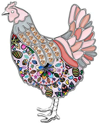 DUOWEI émail poulet broches animaux épinglette vêtements écharpe bijoux cadeau pour femmes filles (Rose)