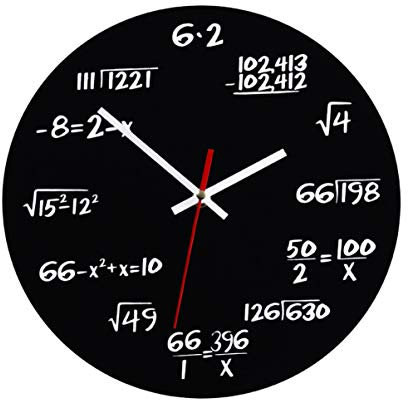 IMIKEYA Wanduhr Aus Holz Moderne Quizuhr Mit Mathematischen Gleichungen Dekorative Uhr Für Klassenzimmer Büro Oder Zuhause Als Geschenkidee Für Lehrer Und Mathematiker