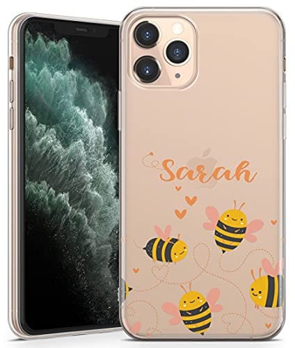 TULLUN Custodia personalizzata per iPhone 6/6S, in morbido gel trasparente, cover personalizzata con api stile individuale iniziali nome testo - nome