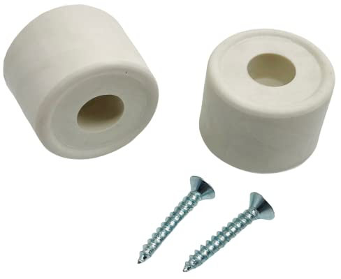 Rubber Door Stops/Wall Protectors with Screws (Large (33mm) White)