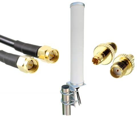 UniteCom Antena de refuerzo para exteriores MIMO 4G/5G resistente al agua montaje en poste de alta ganancia entrada doble de 5 metros enrutador de banda ancha celular SMA/TS9 para de Internet móvil