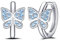 Jrêveinfini Schmetterling Ohrringe Creolen Damen Mädchen Kinder Silber 925, Schmetterling Ohrringe Creolen Mädchen Damen Blau Silber Geschenk für Mädchen Frauen