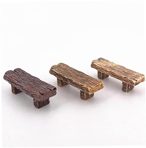 3pcs Holzbänke Miniatur -Ornamente Feengarten Bonsai Dekorationen Puppenhauszubehör