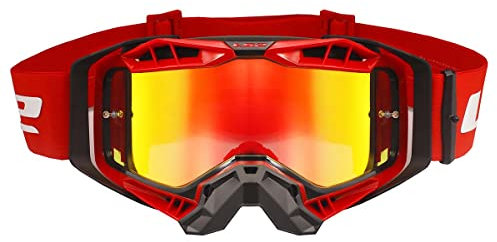 LS2 Motocross-Helm-Brille mit Pinlock, Aura-Pro-Brille, Schwarz/Rot mit Iridium-Visier