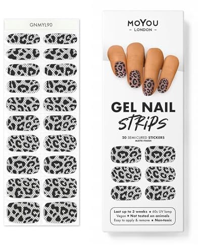 MOYOU LONDON Semi Cured Gel Nail Strips - 20 Pcs. Nail Wraps for Salon-Quality Manicure - Works with Any UV Lamp - Easy to Apply, Trim, & Remove Gel Stickers