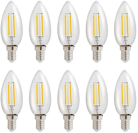 NCC-Licht 10er Pack LED Leuchtmittel in Kerzenform klar mit E14 Sockel 5,5 Watt 700 Lumen warmweiß 2700K