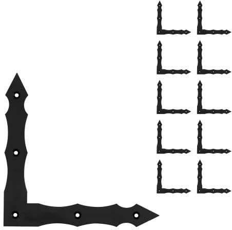 ZPH MARK Winkelverbinder Schwarz Antik - Fensterwinkel 200x200x30x3.0 mm Flachverbinder - Eckwinkel 10 Stück - Zierwinkel - Pulverbeschichtung - Schwarz - Vintage Deko