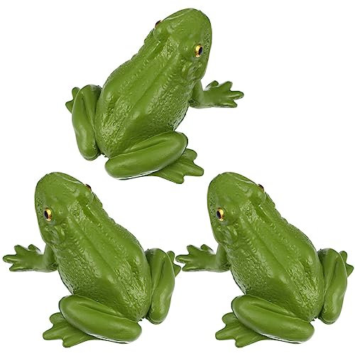 Kisangel 3 Stück Frösche Modelle Miniatur Frosch Figur Kunststoff Frosch Statue Modelle Spielzeug Fairy Garden Ornament für Kinder pädagogische Party Favors