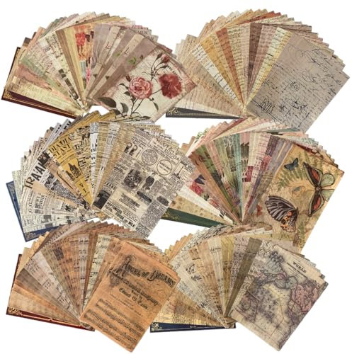 SUPJESWEK 180 Blatt Collage Material Vintage DIY Scrapbook Papier Journaling Scrapbooking Zubehör für Notizbuch Dekor Cottagecore Bilderrahmen DIY Bullet Journal Kunstwerk Kunst Collage