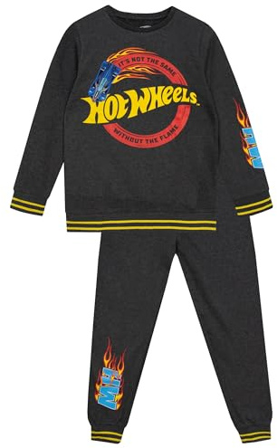 Hot Wheels Ensemble Sweatshirt et Joggers Ensemble sweat-shirt et pantalon de jogging pour garçons | Vêtements Enfants Garçon | Âges 3 à 13 ans | Gris 6-7 Ans