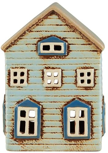 B Laursen Lichthaus THORSHAVN für Teelicht HELLBLAU 16 cm Haus Teelicht Keramik