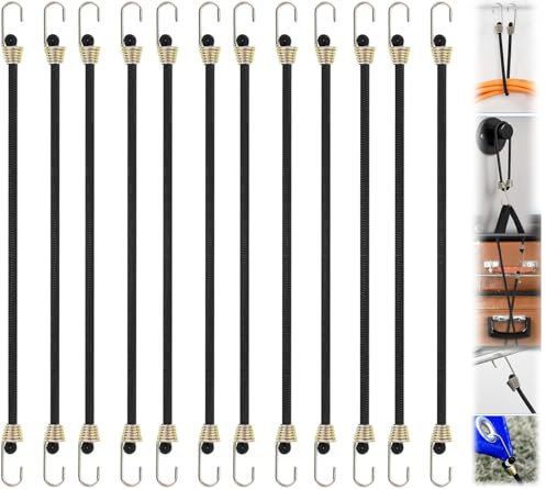 GUOYOU 12Stk Expander mit Haken 25cm Extra Starke Spanngummis Spanngummi mit Haken Spanngurte mit Haken Set Spannhaken Gummi Spanner Gepäckspanner Befestigung Auto & Fahrrad Transport Ladungssicherung