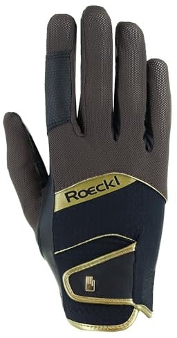 Roeckl Sports Reithandschuh Millero, Freizeit Sommer Handschuh, Braun/Schwarz 7.5
