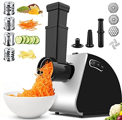 Professioneller elektrischer Fleischwolf, 5 in 1 Multifunktions-Fleischwolf für Fleisch mit 3 Mahlplatten, Gemüseschneider, Anschluss für Wurst und Kubbe und Kekse, 2000 W, Edelstahl