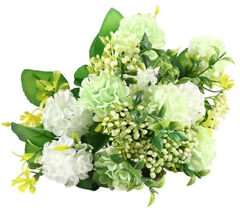 Wilitto Fiori artificiali realistici di crisantemo di seta, a bassa manutenzione, tiene piccoli pezzi, verde