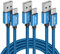 JALIXI 3M+1M+0.3M Cable USB C Lot de 3, Câble USB vers USBC Charge Rapide Nylon Tressé pour iPhone 16/15, Samsung Galaxy S24 S23 A55 A35 A25 A15, Pixel, Bleu