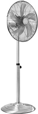 Daewoo 16 Inch Pedestal Fan Chrome With Acrylic Fans For A Quitter Operation, With Oscillation, Adjustable Height, Tilt Up And Down, 3 Speed Settings, Suitable For All Floor Types