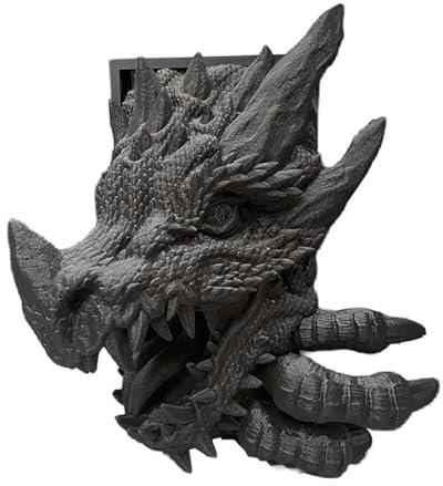 Generic Drachen Skulptur als Buchstütze - Schwarz, 1 Stück, Harz, 22 cm x 17 cm x 12 cm