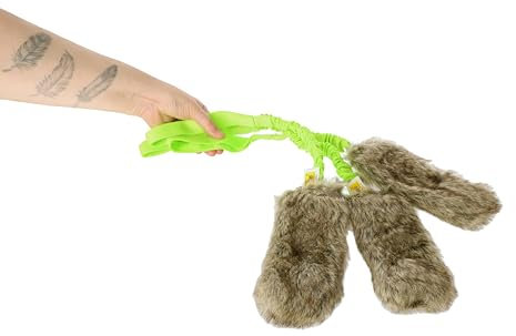 Dingo Set Hundespielzeug 3 x Kunstfell Quietschspielzeug, 55 cm lang, Bungee-Griff für Agility, Hundetraining Apportieren Spielen alle Hunderassen grün, 3er-Pack (Z30028)