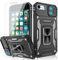 Jshru for iPhone SE 2022 & 2020 Case with Screen Protector,iPhone 7/8 case,[Built-in Camera Cover],Ring Kickstand Phone Cover for iPhone SE 4.7'',Black