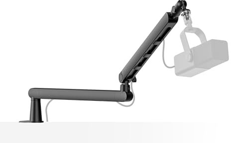Halostand Microphone Boom Arm, Adjustable Stick Mic Arm Stand with Desk Mount Clamp, Cable Management, 3/8 to 5/8 Adapter