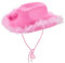Chapeaux de cowboy pour femmes et hommes - Chapeau de cowboy moelleux à bord en plumes pour fête costumée, déguisement, rose, Taille unique