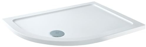MILANO White Left Hand Offset Quadrant Shower Tray 900 x 800mm | Acrylic Capped Polymer Resin Construction. Low Profile Design. Contemporary Style. Can Be Cut To Size. Corner Installation.
