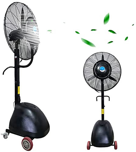 Outdoor Misting Pedestal Fan, Industrial Cooling Fan with Mist, 3 Speeds Water Tank Electric Fans, 90° Oscillation - Patio, Garden, Backyard (75cm/29.5in)